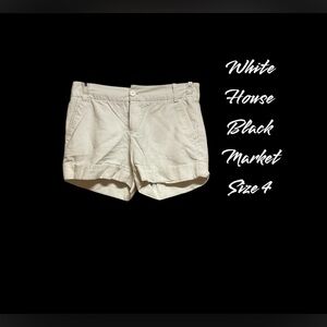 WHITE HOUSE BLACK MARKET SIZE 4 WHITE SHORTS WITH CUFF AT LEG GENTLY WORN